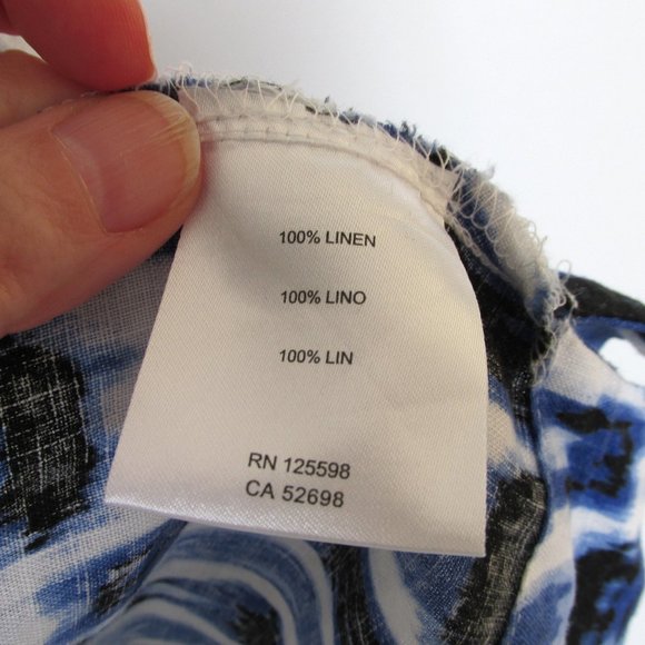 Ellen Tracy Blue & White Linen Zipper Tank Top - Picture 7 of 8